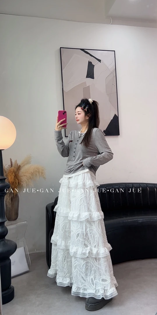 FIZZFLY 设计师品牌25春季 白色 重工 半身裙 ganjue买手店