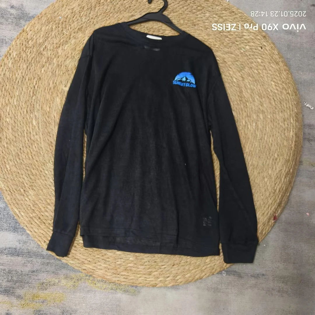 唯琳剪标 5仓D1-11-3165款 黑色圆领长袖防晒T恤