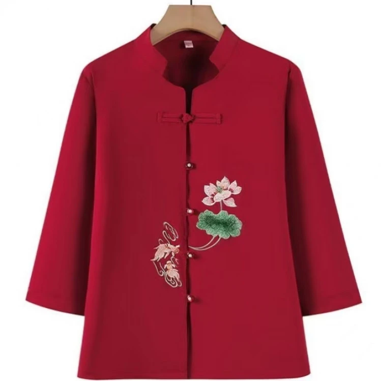 10125-中老年人春装夏装衬衫奶奶妈妈套装老人衣服上衣【A30-2-2】