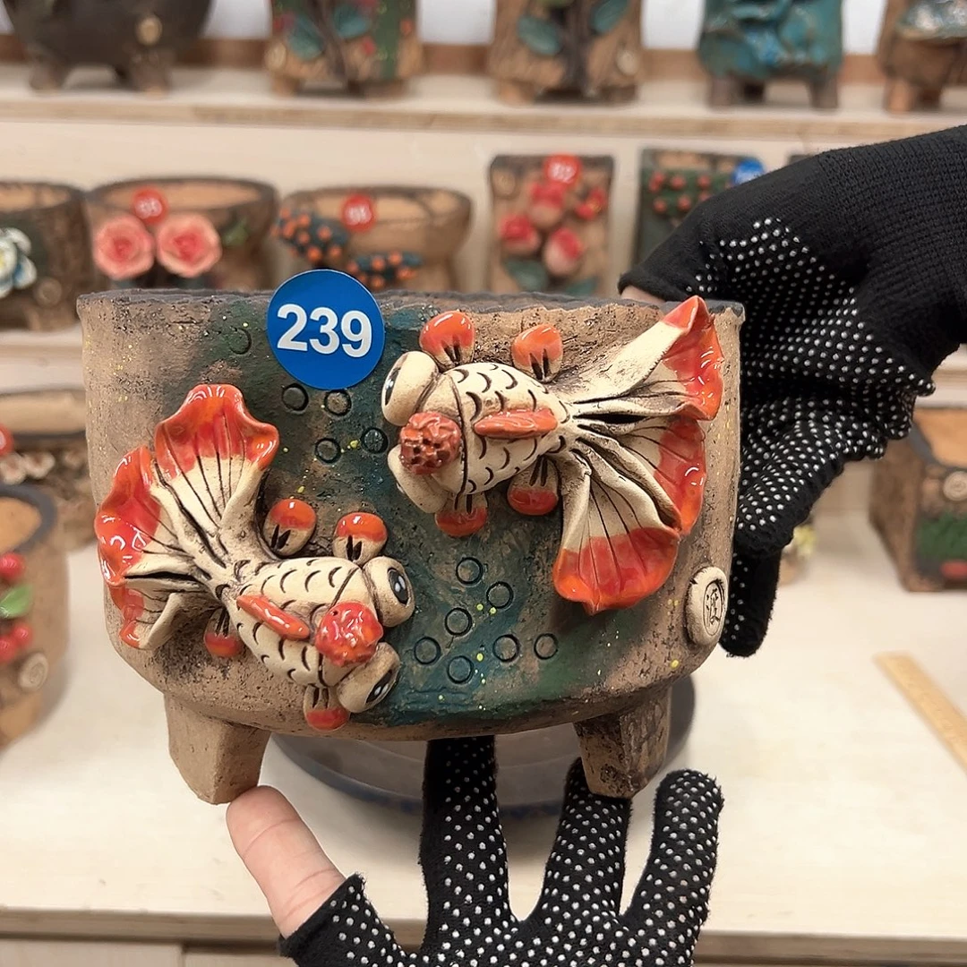 紫砂花盆239号内口15×14外高13