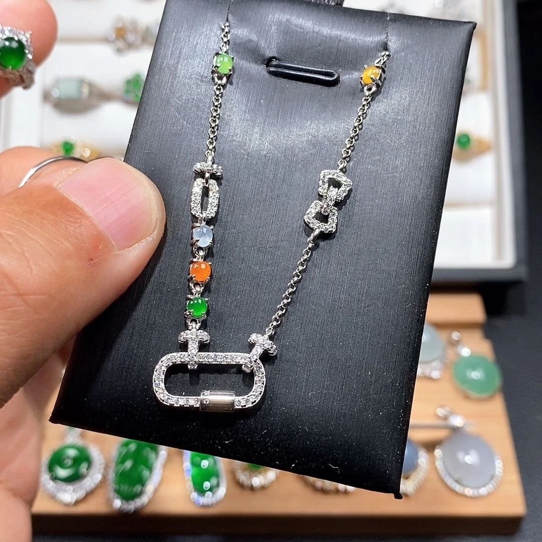 颈饰银S925镶嵌翡翠w w