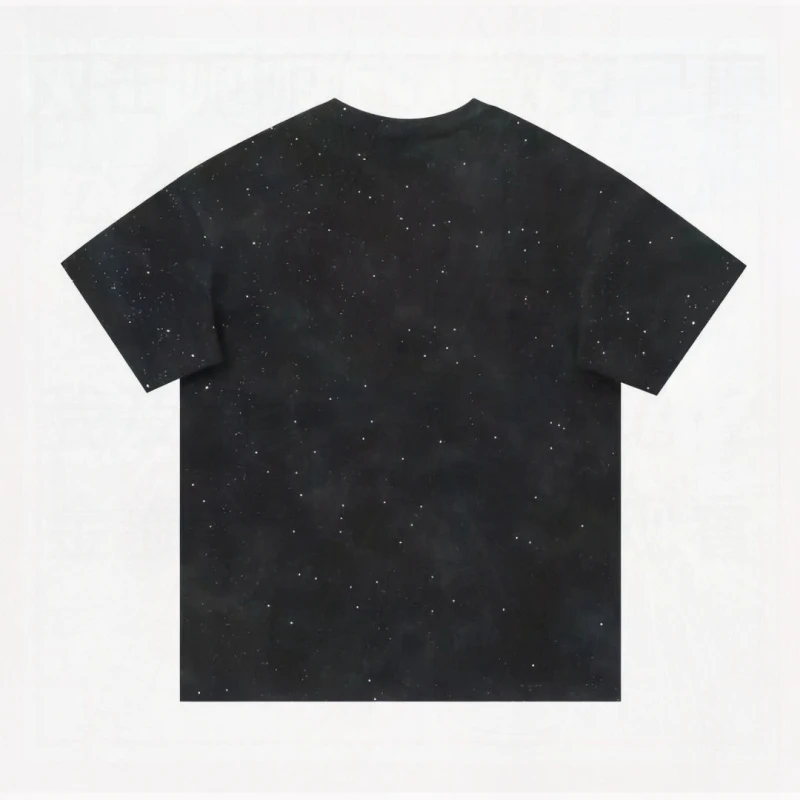 特大码300斤潮牌纯棉扎染圆领短袖T恤男夏季百搭纯色宽松休闲上衣