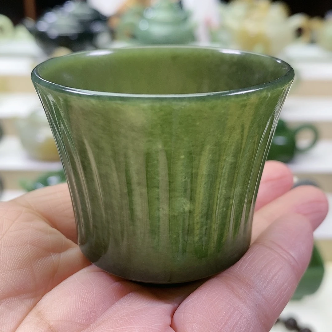 和田玉未镶嵌挂件茶杯70m l