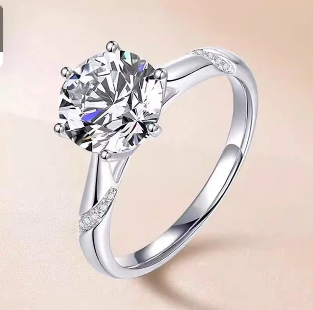 专柜原单通灵同款1克拉戒指活口