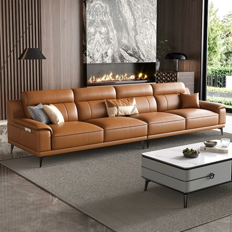 皮沙发意式家用皮沙发客厅中小户型皮艺直排客厅皮沙发佛山工厂