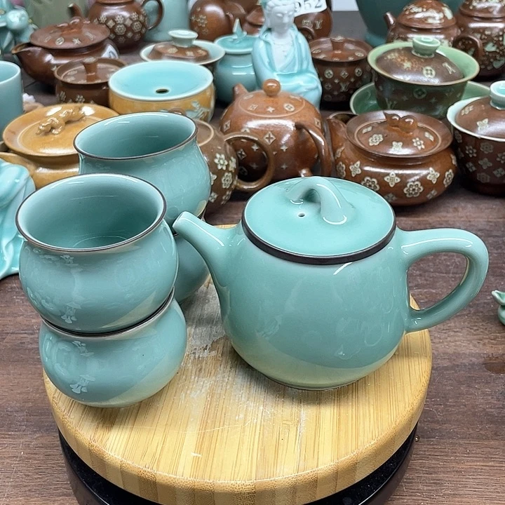 微瑕特价一壶四杯青瓷