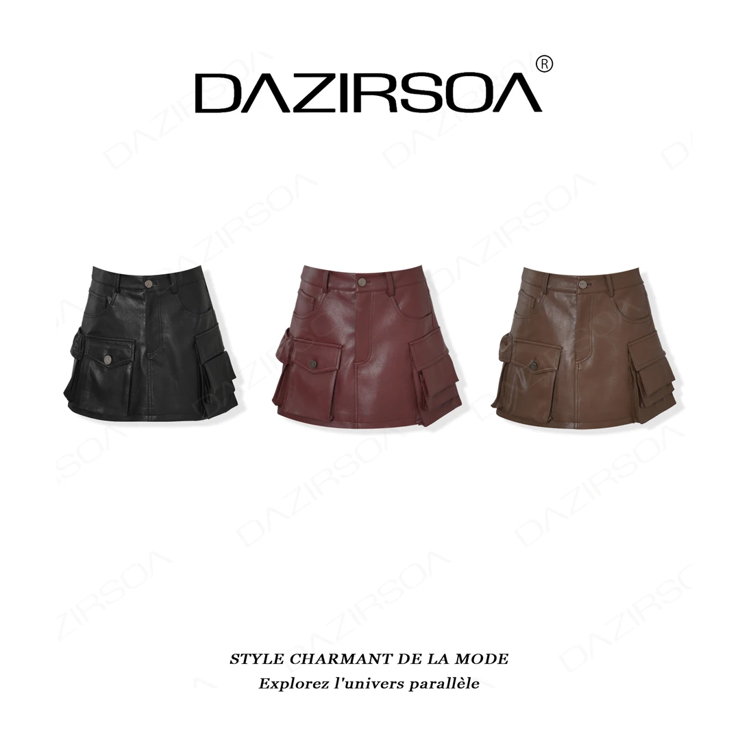 DAZIRSOA/达姿‘’自由发光‘’时尚百搭工装口袋显瘦裙裤 AB186