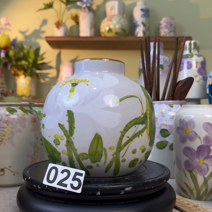 摆件景德镇手绘陶瓷花瓶摆件无孔