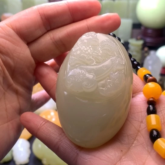 石材方解石手把件