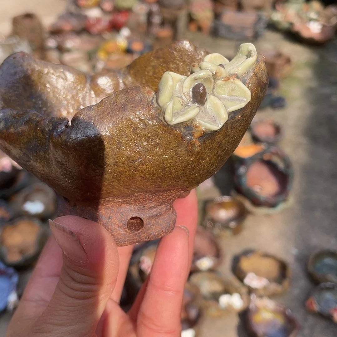 新店福利高温手工粗陶花盆
