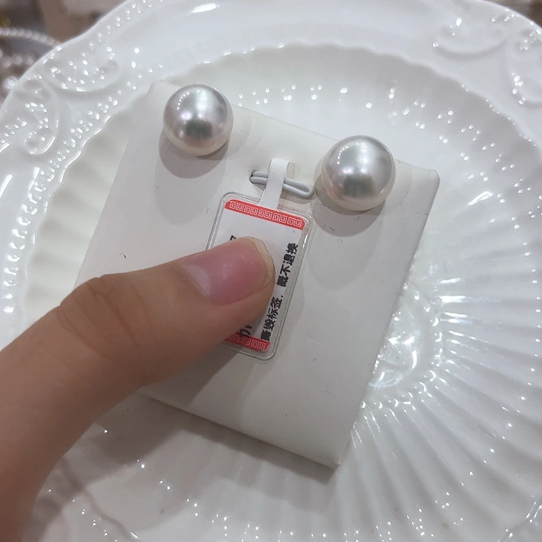 大理石磁石珍珠耳钉