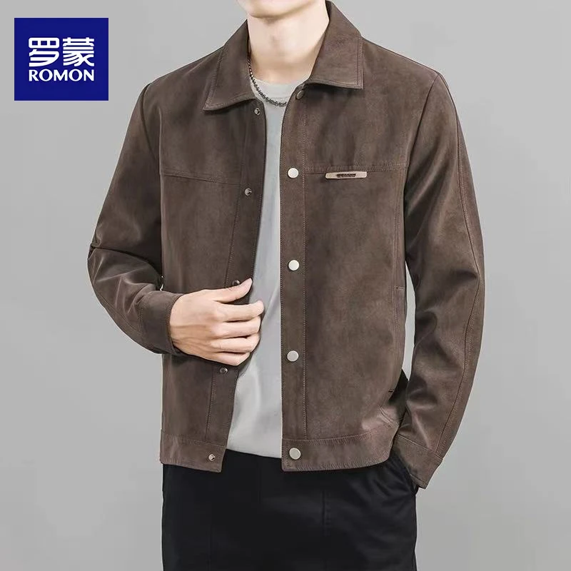 罗蒙春秋季夹克男2025新款痞帅潮牌高级感翻领春装衣服男士装外套