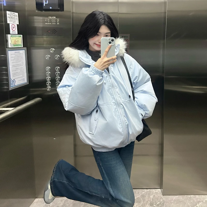 赵露思同款大毛领派克服女2025新款冬季加厚工装棉袄外套