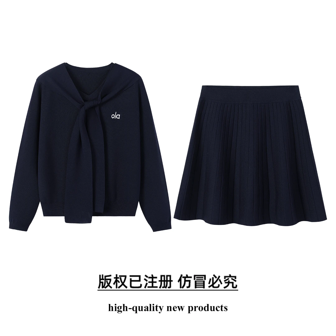 【奢姿】大码女装2025秋季减龄蝴蝶结海军领两件套胖妹妹针织套装
