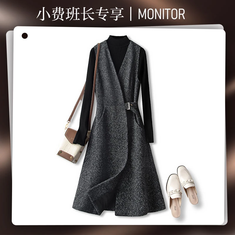 丝柏舍2025春装新款女装时尚显瘦中长款气质无袖连衣裙S23B6277L