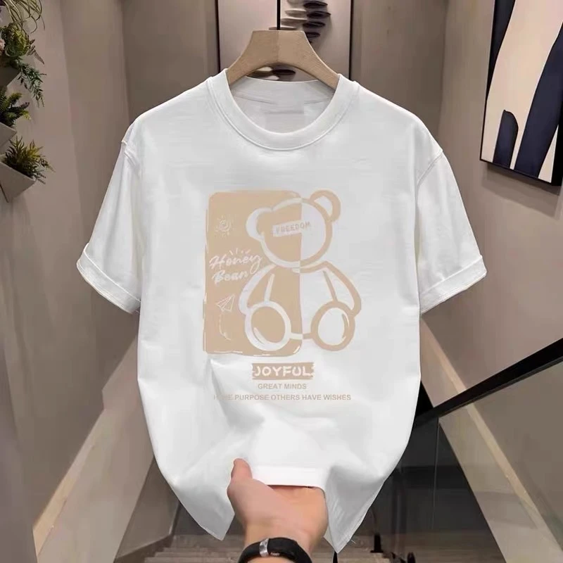 【T恤】2025新款男女时尚百搭休闲短袖夏季个性潮流宽松半截袖-印花