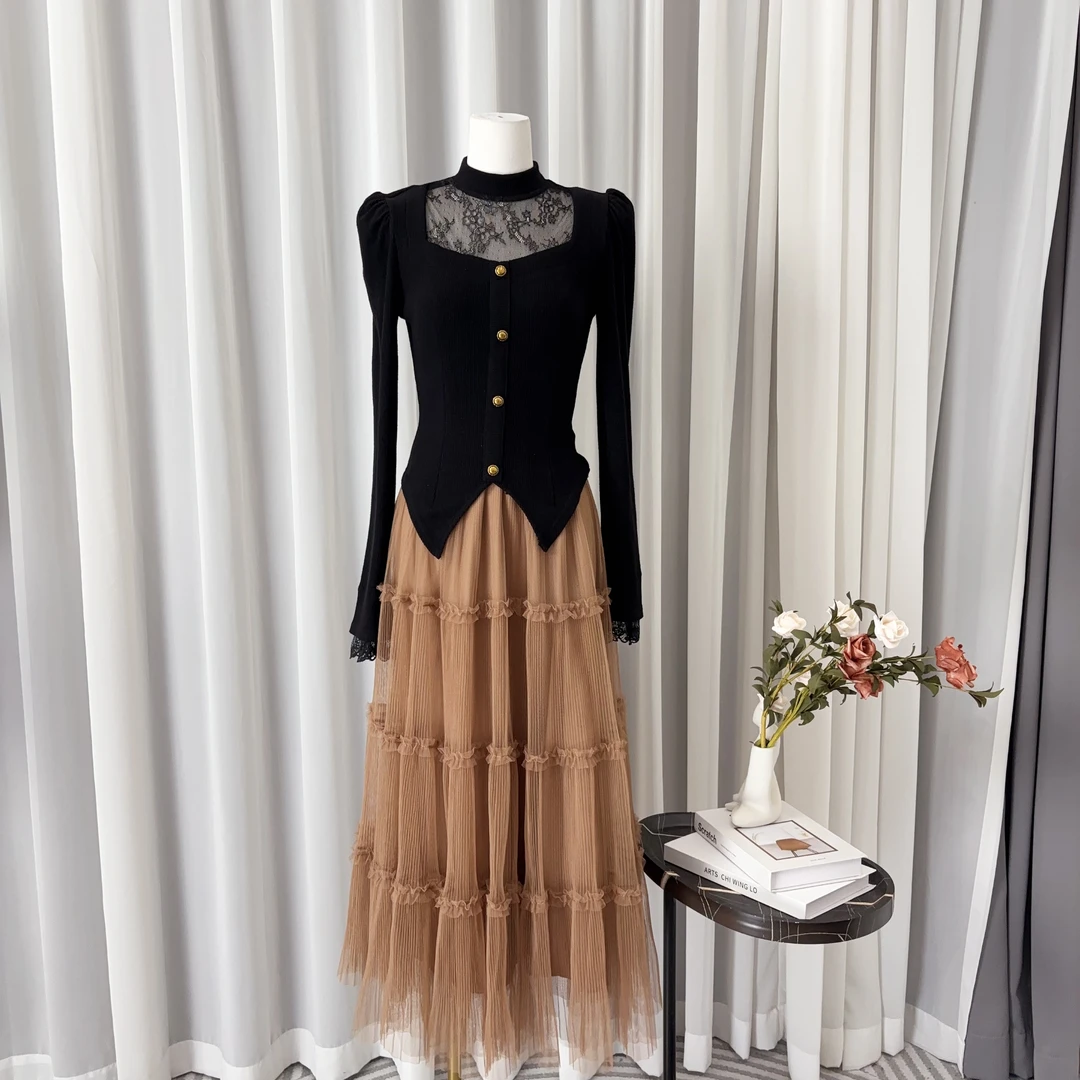 拉夏贝尔25秋季新气质时尚高级收腰显瘦上衣+半裙 25479  RCK