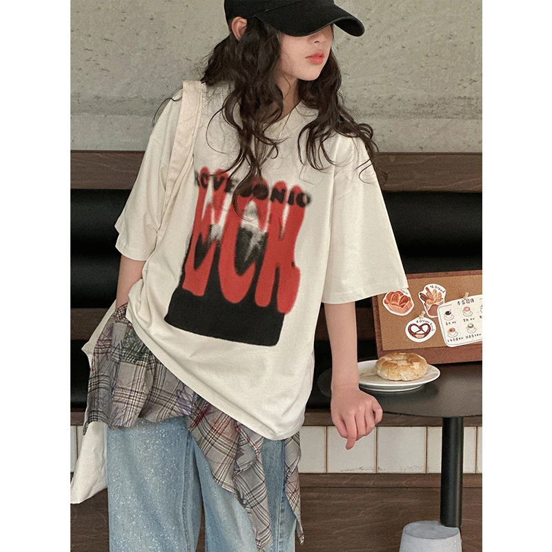 K28033晕染女童短袖T恤2025夏装新款儿童半袖女大童春夏上衣休闲t