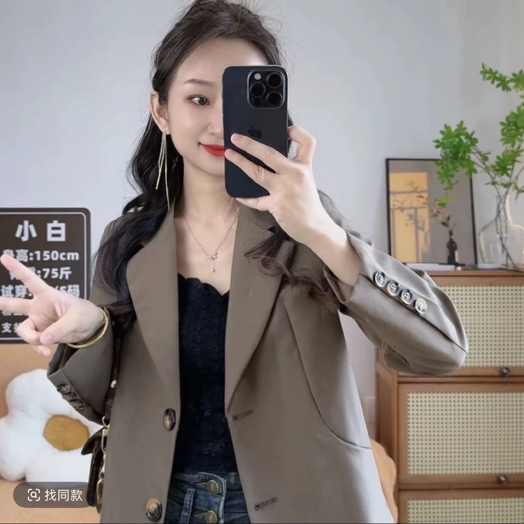 小个子定制2025秋季西装外套女短款宽松大气时尚休闲气质百搭