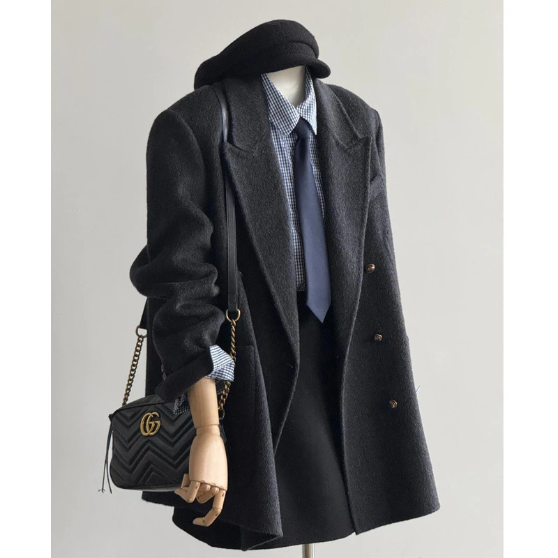 高级感西装呢子大衣女秋冬季2024新款小个子气质短款毛呢外套爆款