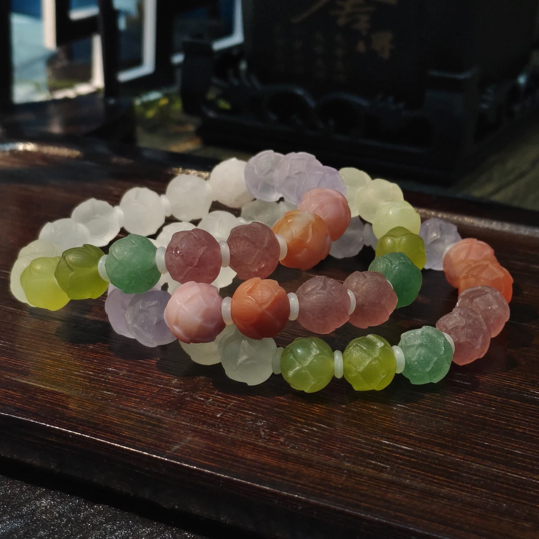 【书记甄选】天然水晶莲花多宝单圈手链 多样性发一件 xl3426