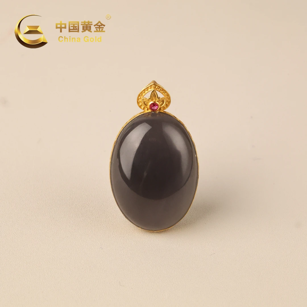【中国黄金】漪臻 | 和田玉*吊坠*18K金镶嵌-D4390-L-Y