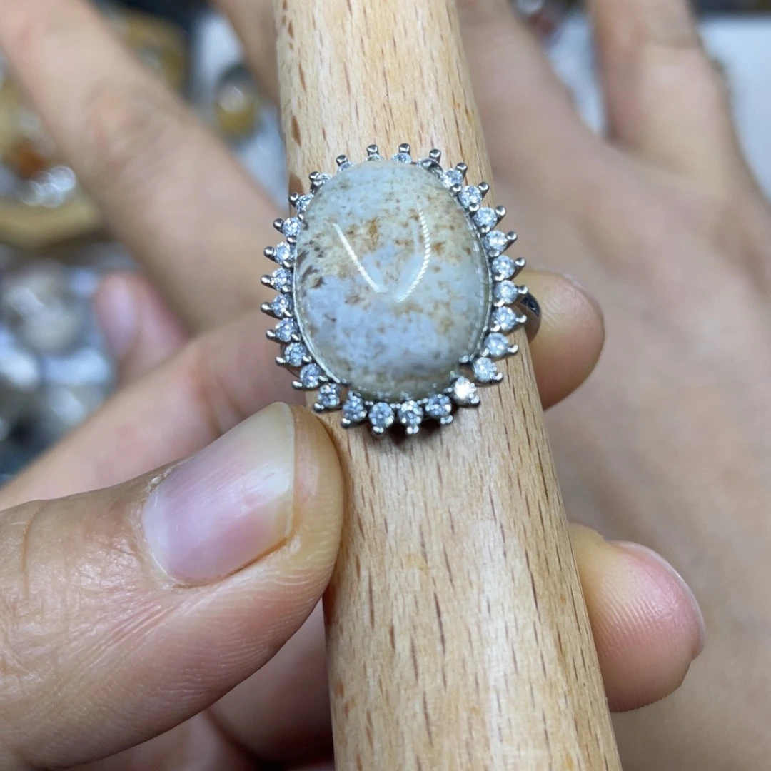 【闪购商品】银S925镶嵌珠宝半成品水晶戒指