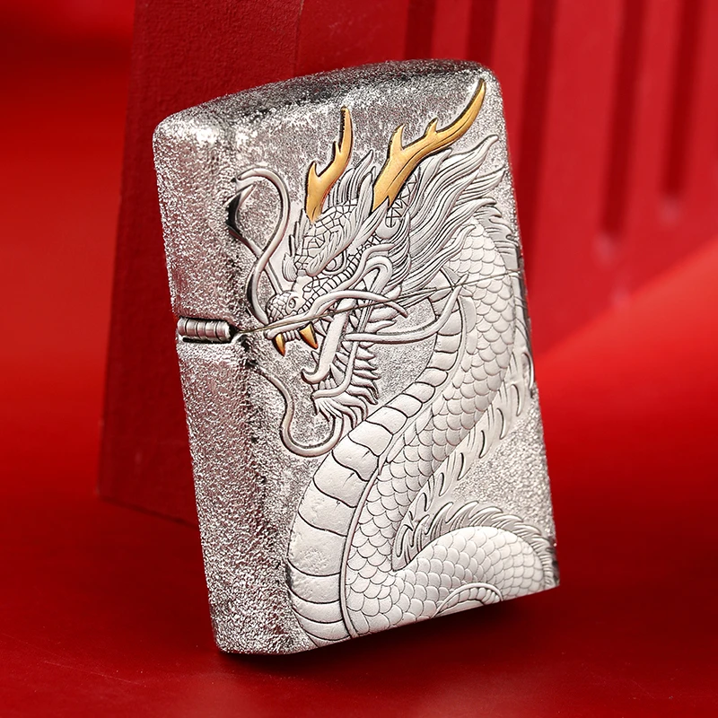 ZIPPO打火机龙行天下套壳重甲防风煤油礼盒送男士520复古礼物DYJ1