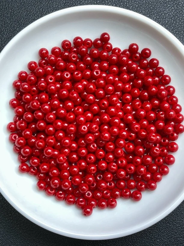 天然珠宝玉石 南红锦红散珠Q471 8MM 30颗（赠弹力绳）