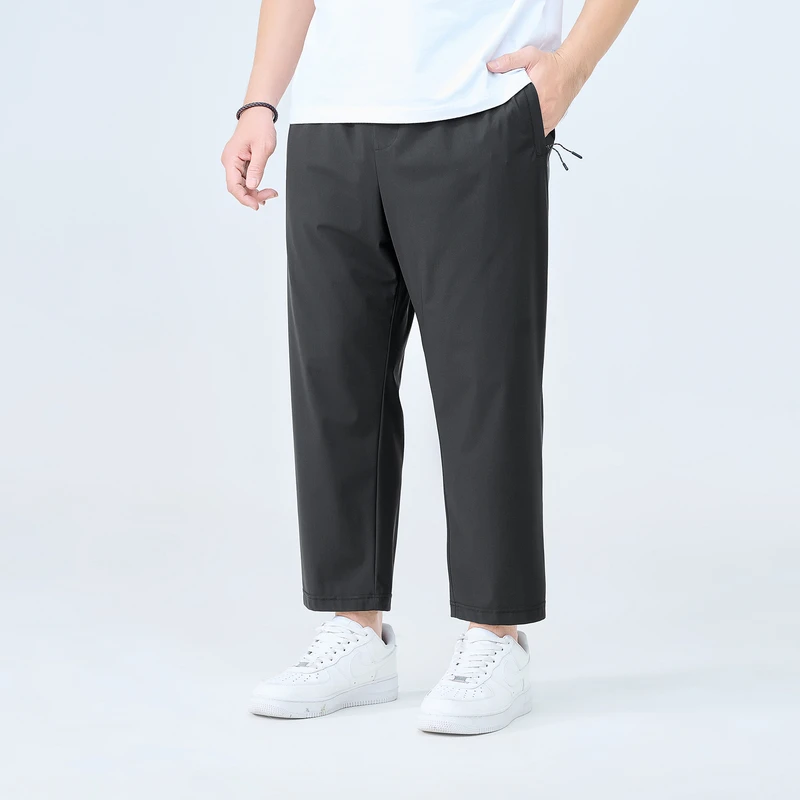 半墨大码男裤冰丝暗纹九分直筒裤夏季胖哥九分裤男士宽松裤子3222