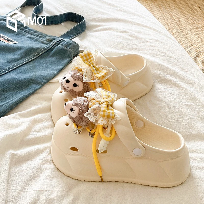 M01防滑防臭夏季包头沙滩海边学生外穿情侣增高包头洞洞鞋女款