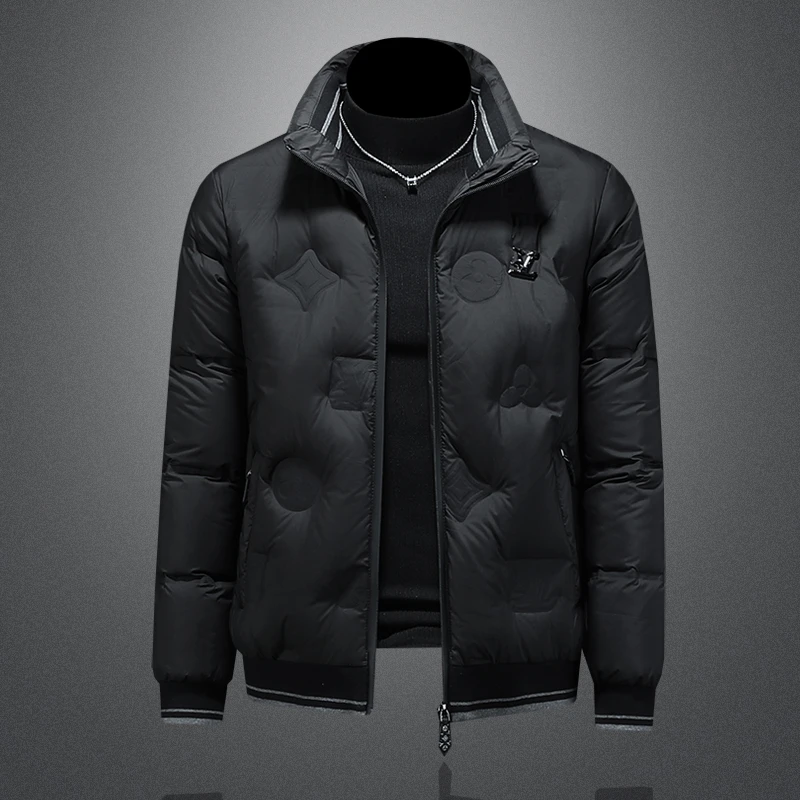 CATIA SELI高端90%白鸭绒暗花纹立领羽绒服男士冬季新款韩版外套