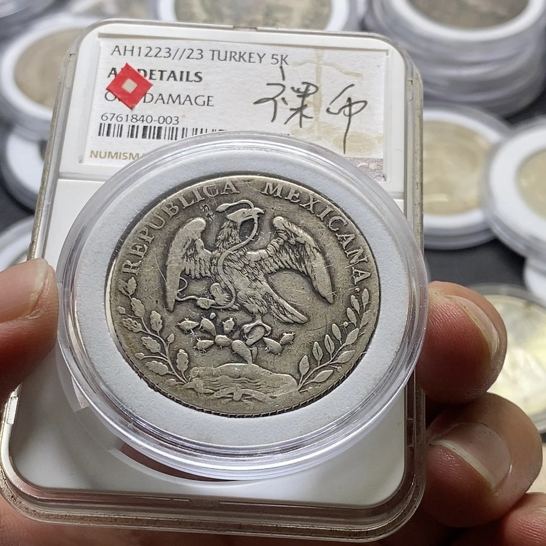 好***见银Ag900直墨西哥花边鹰洋银币