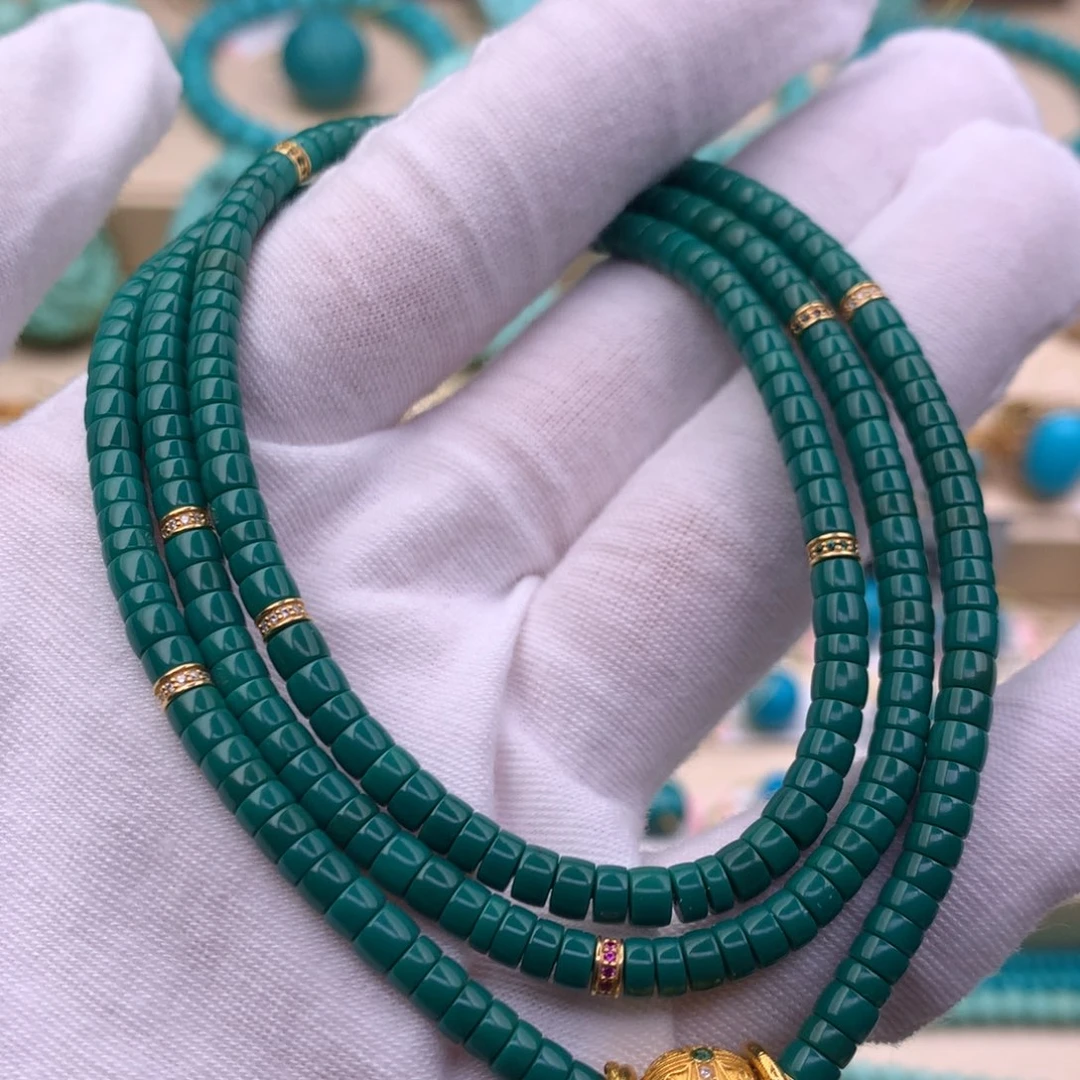 绿松石18K金镶嵌珠宝奇石