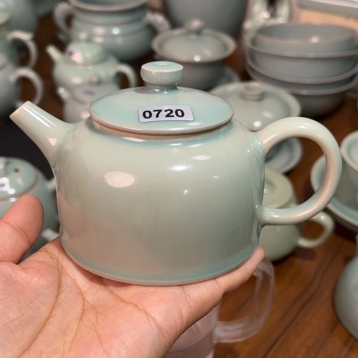 杯子0720手工井栏壶，青鸾汝瓷原矿釉