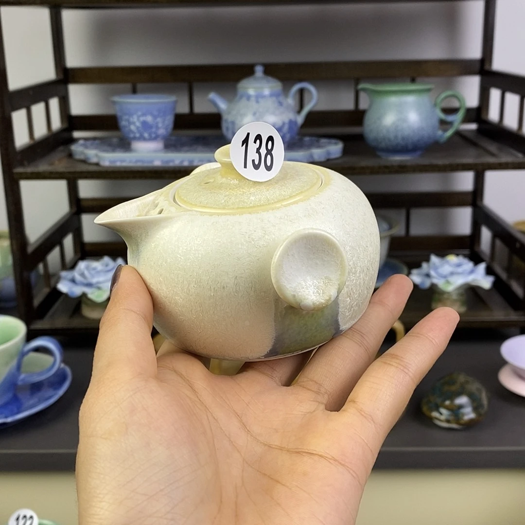 景德镇高温颜色釉手抓壶微瑕