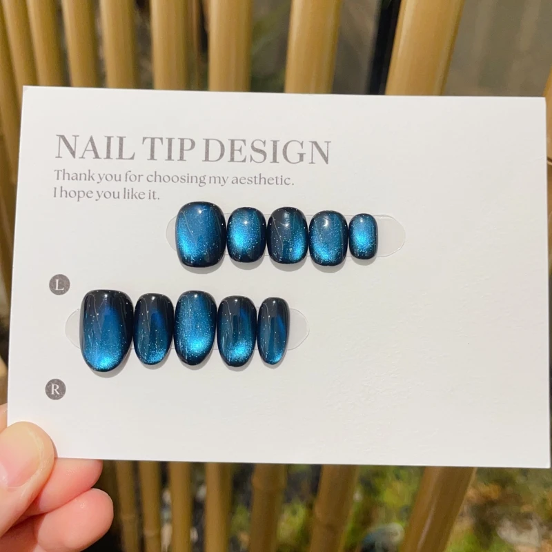 【陨石】纯手工穿戴甲猫眼系列夏日美甲短款显气质