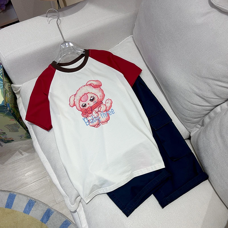 【娃三岁】女童印花夏季女童夏装宽松速干卡通库洛米插肩袖短袖T