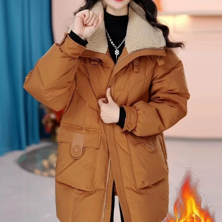 棉服洋气时尚中长款加厚保暖韩版冬季宽松2024新款棉袄冬款怕冷