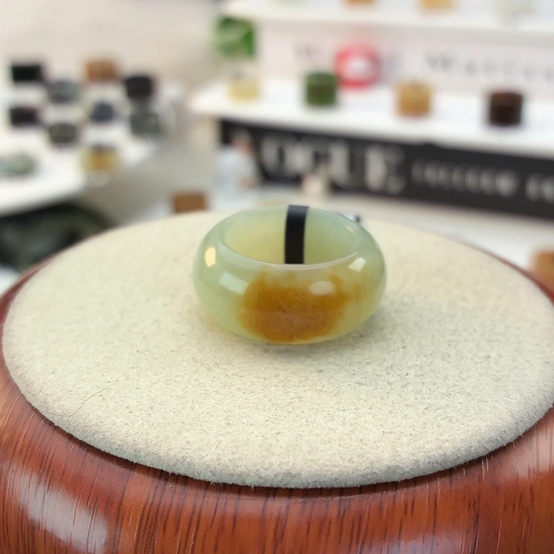 和田玉（糖玉）未镶嵌戒指i2一口糖轮胎17.3mm