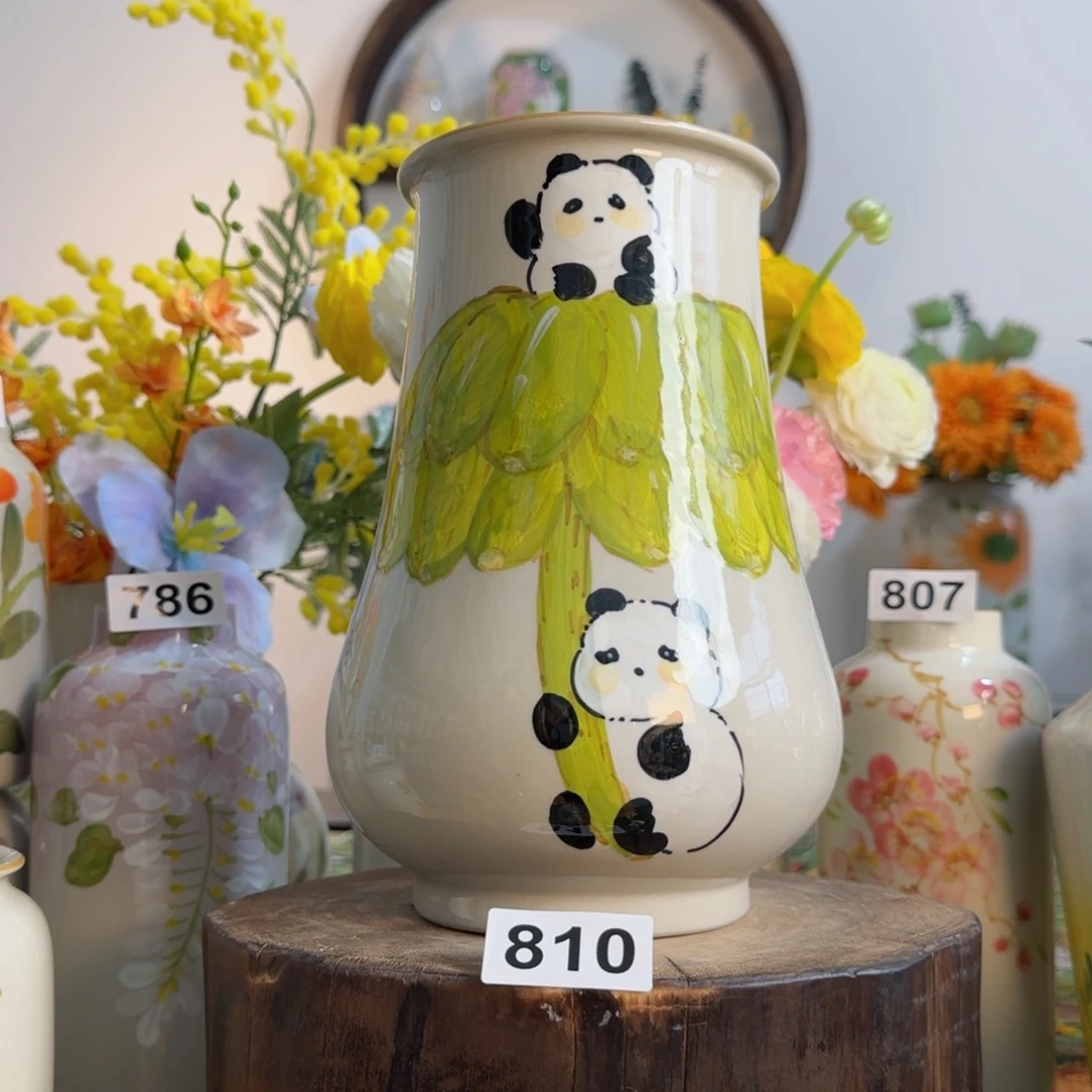 摆件景德镇原创陶瓷手绘花瓶摆件无孔