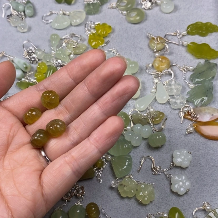 【闪购商品】蛇纹石玉挂件耳饰耳环项链未镶嵌瓜*瓜