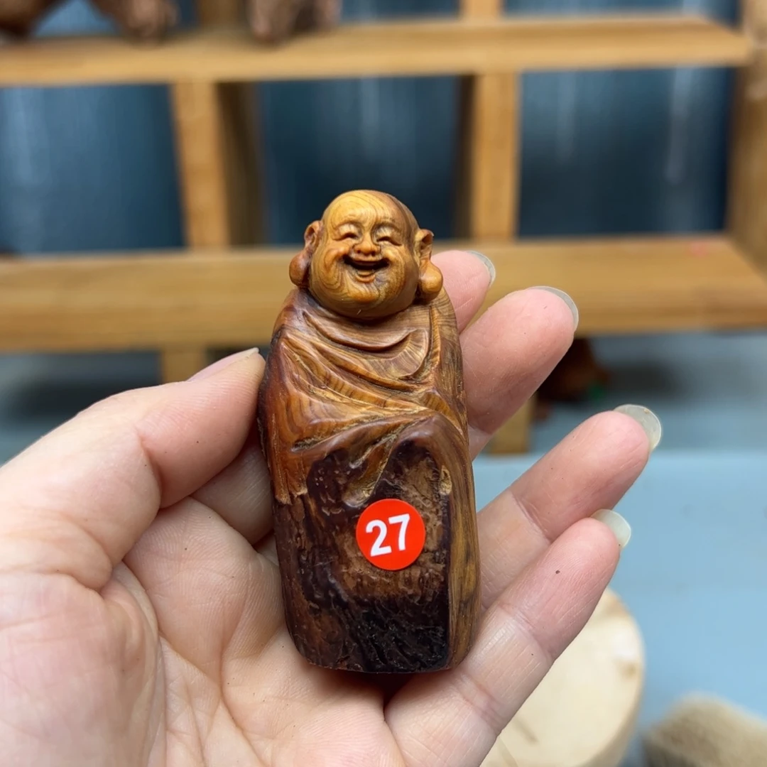 周***木崖柏木摆件手把件，