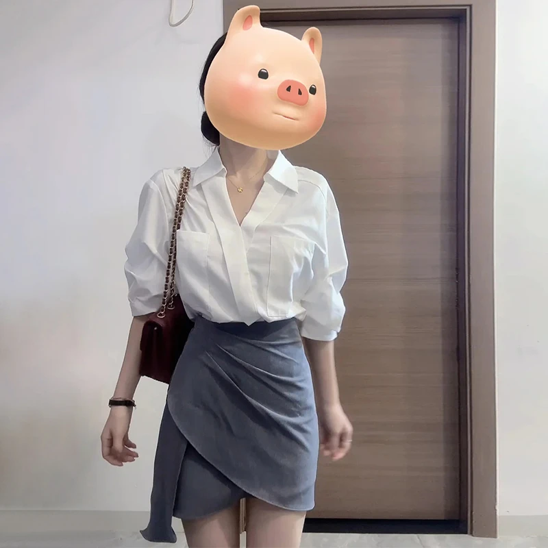 2025新款白色通勤衬衫女夏季法式气质衬衣别致绝美上衣设计感小众