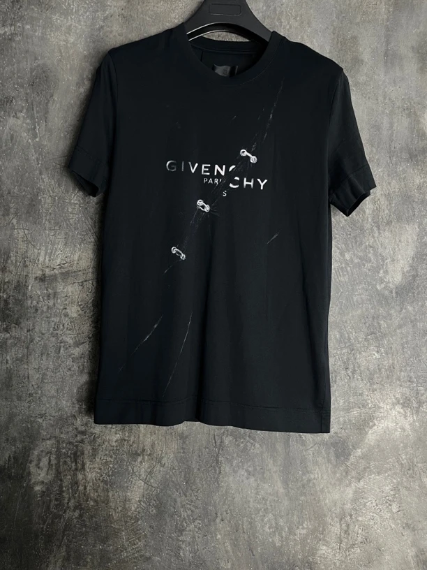 全新未使用 Givenchy/纪梵希 M码*1/破坏拉链logo短袖/02225