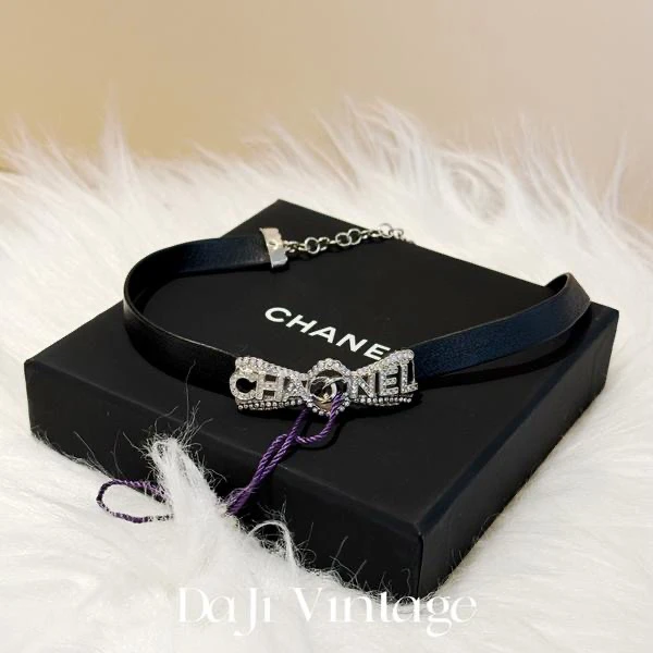 99新 Chanel/香奈儿 大吉中古/Chanel香奈儿皮链蝴蝶结满钻项链