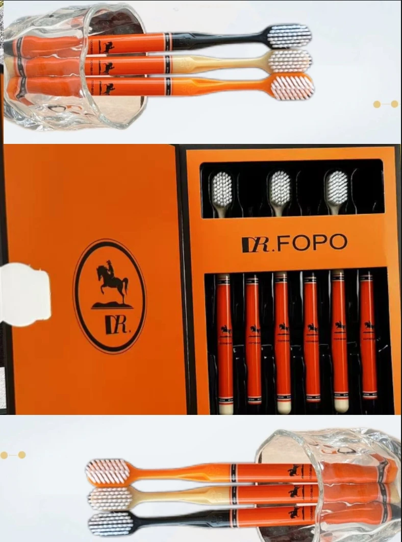 【6支装】轻奢橙色爆品家用牙刷成人宽头高颜值情侣软毛牙刷