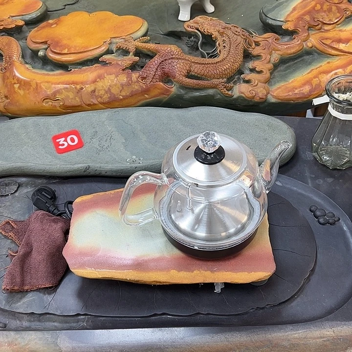 端砚石底座自动上水烧水壶