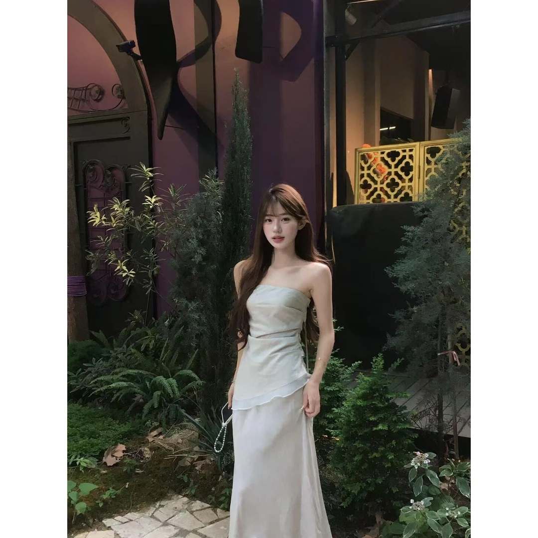 2025年法式气质抹胸上衣半身裙套装女设计感小众复古两件套套装女