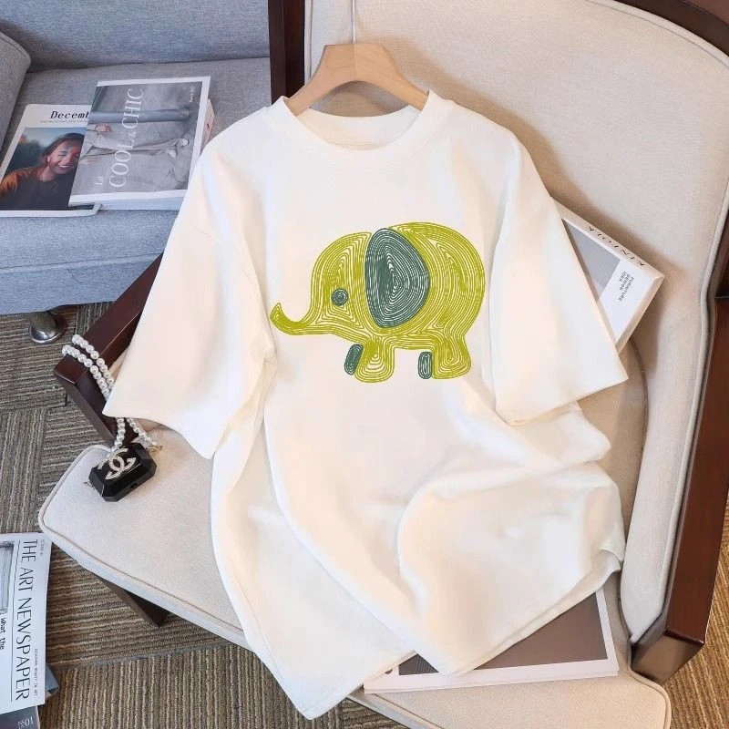 纯棉大码白色短袖t恤女夏季韩版ins休闲宽松时尚百搭上衣洋气显瘦